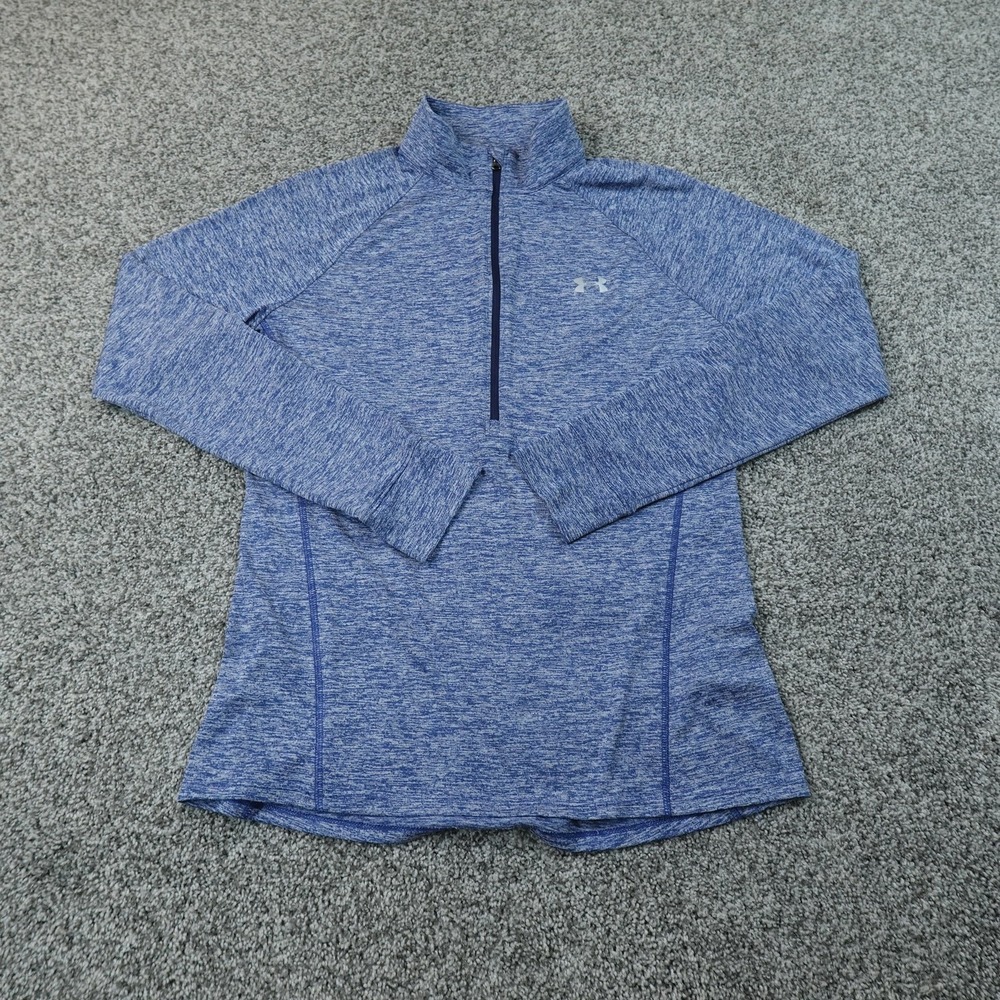 Under Armour Pullover Womens L Blue 1/4 Zip Long Sleeve Running Gym Workout Top
